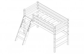 Кровать Соня вариант 6 полувысокая с наклонной лестницей Белый полупрозрачный в Асино - asino.katalogmebeli.com | фото 4