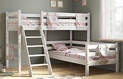 Кровать Соня вариант 8 угловая с наклонной лестницей Белый полупрозрачный в Асино - asino.katalogmebeli.com | фото