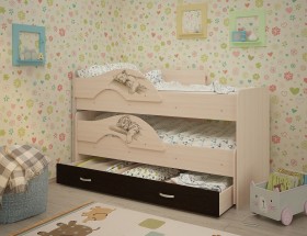 Кровать выкатная Радуга-Сафари детская 1600 Млечный дуб/Венге в Асино - asino.katalogmebeli.com | фото 1