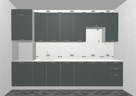Кухня Квадро 3,2 м (высокие модули/Железо/Серый) в Асино - asino.katalogmebeli.com | фото 3