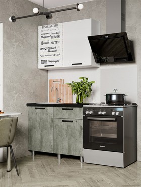 Кухня Ева 1.0 (белый/цемент светлый, фотопечать Правила дома) в Асино - asino.katalogmebeli.com | фото