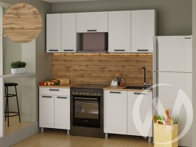 Кухня Кьяра 2.0 м с окапом (белый/карбон фарфор/26мм/дуб вотан) в Асино - asino.katalogmebeli.com | фото 1
