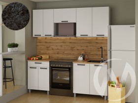 Кухня Кьяра 2.0м с окапом (корпус белый/карбон фарфор) 26мм кастилло темный в Асино - asino.katalogmebeli.com | фото