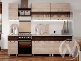 Кухня Вильма 2.0 м с окапом (белый/айвори/васаби/26мм/дуб вотан) в Асино - asino.katalogmebeli.com | фото 2