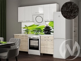 Кухня Нора 2.0м (корпус белый/белый, дуб шале светлый) 26мм кастилло темный в Асино - asino.katalogmebeli.com | фото