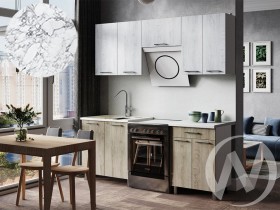 Кухня Одри 2.0м (корпус белый/дуб остин серый, дуб остин бежевый) 26мм мрамор итальянский в Асино - asino.katalogmebeli.com | фото
