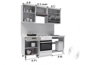 Кухня Ребекка 2.0 м (белый/графит/26 мм/дуб вотан) в Асино - asino.katalogmebeli.com | фото 3