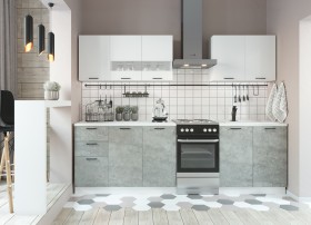 Кухонный гарнитур Дуся 2000 мм верх Белый бриллиант/низ Цемент в Асино - asino.katalogmebeli.com | фото