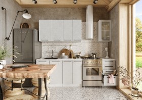 Кухонный гарнитур Нувель 1800мм белый/бетон белый в Асино - asino.katalogmebeli.com | фото
