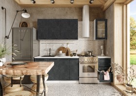 Кухонный гарнитур Нувель 1800мм белый/бетон черный в Асино - asino.katalogmebeli.com | фото