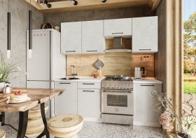 Кухонный гарнитур Нувель 2100мм белый/бетон белый в Асино - asino.katalogmebeli.com | фото
