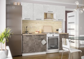 Кухонный гарнитур Нувель 2100мм белый/бетон коричневый в Асино - asino.katalogmebeli.com | фото
