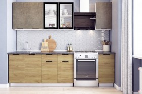 Кухонный гарнитур Стоун 2.0 (белый/камень темно-серый/акация светлая) в Асино - asino.katalogmebeli.com | фото
