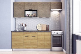Кухонный гарнитур Стоун 2.2 (белый/камень темно-серый/акация светлая) в Асино - asino.katalogmebeli.com | фото