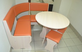 Кухонный уголок Лотос (Дуб выбеленный/ к/з B.Orange) в Асино - asino.katalogmebeli.com | фото 1