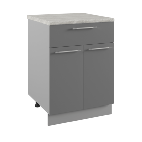 Квадро С1ЯШ 600 шкаф нижний с ящиком (Белый софт/корпус Серый) в Асино - asino.katalogmebeli.com | фото