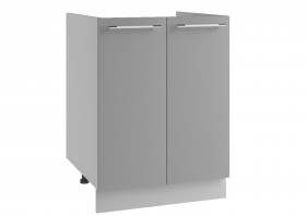 Квадро СМ 600 шкаф нижний мойка с 2-мя фасадами (Белый софт/корпус Серый) в Асино - asino.katalogmebeli.com | фото