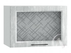 Либерти Шкаф верхний горизонтальный со стеклом ШВГС 609 (Холст грей/корпус белый) в Асино - asino.katalogmebeli.com | фото