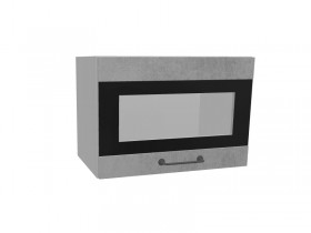 Лофт ПГСФ 500 шкаф верхний горизонтальный со стеклом и фотопечатью (Бетон светлый/корпус Серый) в Асино - asino.katalogmebeli.com | фото