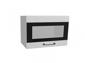 Лофт ПГСФ 500 шкаф верхний горизонтальный со стеклом и фотопечатью (Штукатурка белая/корпус Серый) в Асино - asino.katalogmebeli.com | фото
