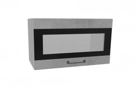 Лофт ПГСФ 600 шкаф верхний горизонтальный со стеклом и фотопечатью (Бетон светлый/корпус Серый) в Асино - asino.katalogmebeli.com | фото