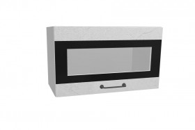 Лофт ПГСФ 600 шкаф верхний горизонтальный со стеклом и фотопечатью (Штукатурка белая/корпус Серый) в Асино - asino.katalogmebeli.com | фото