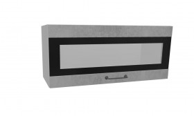 Лофт ПГСФ 800 шкаф верхний горизонтальный со стеклом и фотопечатью (Бетон светлый/корпус Серый) в Асино - asino.katalogmebeli.com | фото