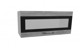 Лофт ПГСФ 800 шкаф верхний горизонтальный со стеклом и фотопечатью (Дуб майский/корпус Серый) в Асино - asino.katalogmebeli.com | фото