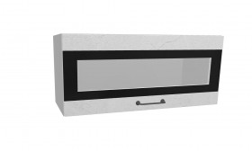 Лофт ПГСФ 800 шкаф верхний горизонтальный со стеклом и фотопечатью (Штукатурка белая/корпус Серый) в Асино - asino.katalogmebeli.com | фото