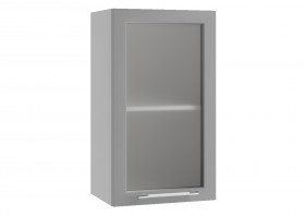 Лофт ПС 400 шкаф верхний со стеклом (Штукатурка белая/корпус Серый) в Асино - asino.katalogmebeli.com | фото