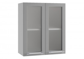 Лофт ПС 600 шкаф верхний со стеклом (Штукатурка белая/корпус Серый) в Асино - asino.katalogmebeli.com | фото
