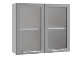 Лофт ПС 800 шкаф верхний со стеклом (Штукатурка белая/корпус Серый) в Асино - asino.katalogmebeli.com | фото