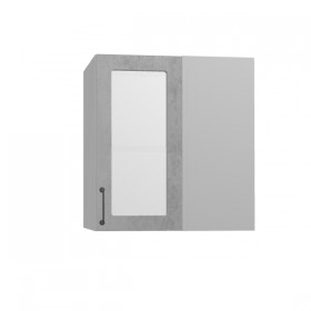 Лофт ПУС 650 шкаф верхний угловой со стеклом (Бетон светлый/корпус Серый) в Асино - asino.katalogmebeli.com | фото