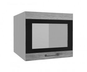 Лофт ВПГСФ 500 шкаф верхний горизонтальный со стеклом высокий с фотопечатью (Дуб майский/корпус Серый) в Асино - asino.katalogmebeli.com | фото