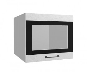 Лофт ВПГСФ 500 шкаф верхний горизонтальный со стеклом высокий с фотопечатью (Штукатурка белая/корпус Серый) в Асино - asino.katalogmebeli.com | фото