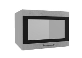 Лофт ВПГСФ 600 шкаф верхний горизонтальный со стеклом высокий с фотопечатью (Бетон светлый/корпус Серый) в Асино - asino.katalogmebeli.com | фото