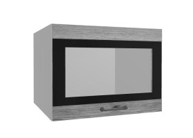 Лофт ВПГСФ 600 шкаф верхний горизонтальный со стеклом высокий с фотопечатью (Дуб майский/корпус Серый) в Асино - asino.katalogmebeli.com | фото