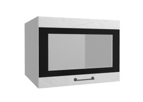 Лофт ВПГСФ 600 шкаф верхний горизонтальный со стеклом высокий с фотопечатью (Штукатурка белая/корпус Серый) в Асино - asino.katalogmebeli.com | фото