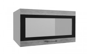 Лофт ВПГСФ 800 шкаф верхний горизонтальный со стеклом высокий с фотопечатью (Дуб майский/корпус Серый) в Асино - asino.katalogmebeli.com | фото