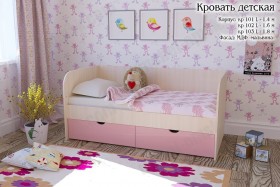 Мальвина Кровать детская 2 ящика 1.6 Розовыйй глянец в Асино - asino.katalogmebeli.com | фото 1