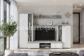 Мебель для гостиной МГС 5 Цемент светлый / Белый в Асино - asino.katalogmebeli.com | фото 1