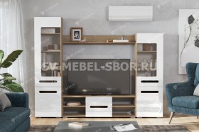 Мебель для гостиной МГС 6 (Исполнение 1/Дуб золотой/Белый глянец) в Асино - asino.katalogmebeli.com | фото