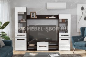 Мебель для гостиной МГС 6 (Исполнение 1/Венге/Белый глянец) в Асино - asino.katalogmebeli.com | фото