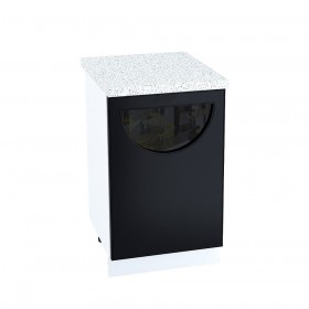 Мемфис Шкаф нижний со стеклом правый 500, ШНС 500 (Белый/Черный трюфель) в Асино - asino.katalogmebeli.com | фото