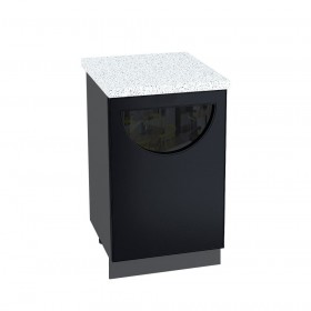 Мемфис Шкаф нижний со стеклом правый 500, ШНС 500 (Венге/Черный трюфель) в Асино - asino.katalogmebeli.com | фото
