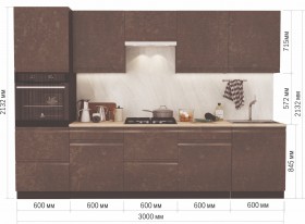 Модульная кухня Бруклин 3 м (Бетон коричневый) в Асино - asino.katalogmebeli.com | фото 14