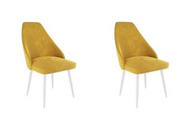 Набор стульев Милан 2 шт (желтый велюр/белый) в Асино - asino.katalogmebeli.com | фото