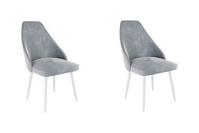 Набор стульев Милан 2 шт (серый велюр/белый) в Асино - asino.katalogmebeli.com | фото