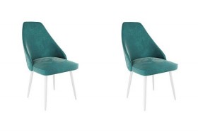 Набор стульев Милан 2 шт (зеленый велюр/белый) в Асино - asino.katalogmebeli.com | фото