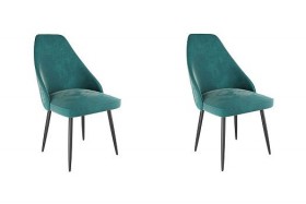 Набор стульев Милан 2 шт (зеленый велюр/черный) в Асино - asino.katalogmebeli.com | фото